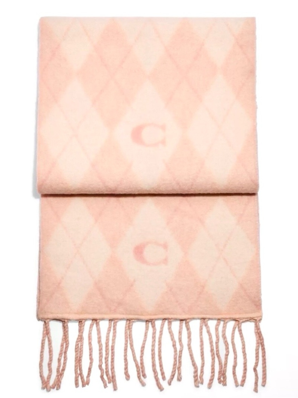 Coach Argyle Print Oversized Muffler in Pink NWT